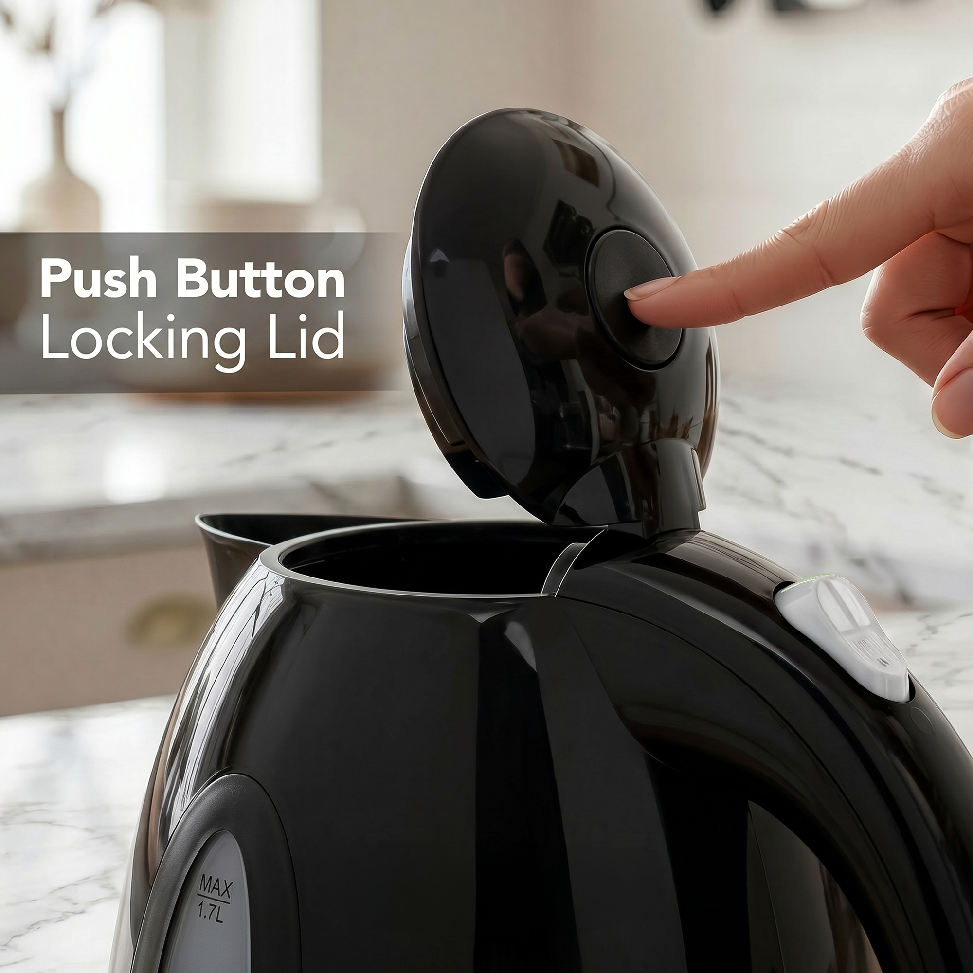 Ovente 1.7L Electric Kettle, 1100W Fast Boiling, Black photo 5