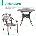 thumbnail image 7 of VIVIJASON 3-Piece Outdoor Patio Bistro Set, All-Weather Cast Aluminum Furniture Dining Sets Include 2 Chairs and 35.4" Round Table w/Umbrella Hole for Balcony, Lawn, Garden, Backyard, 7 of 7