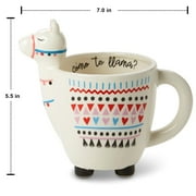 Votum Large Cute Handmade Llama Mug 18.6 oz. White Ceramic Coffee Cup