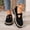 Black, variant on Women's T-Strap Platform Loafers, Trendy Suede Slip On Shoes with Adjustable Buckle, Comfortable Lug Sole Low Heel Pumps, Plus Size Available for Wide Feet, Fashionable Casual Dress Shoes