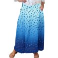 thumbnail image 2 of Women's Printed Elastic Waistband Pleated Pocket Skirt With Mid Calf Skirt Blue L, 2 of 5