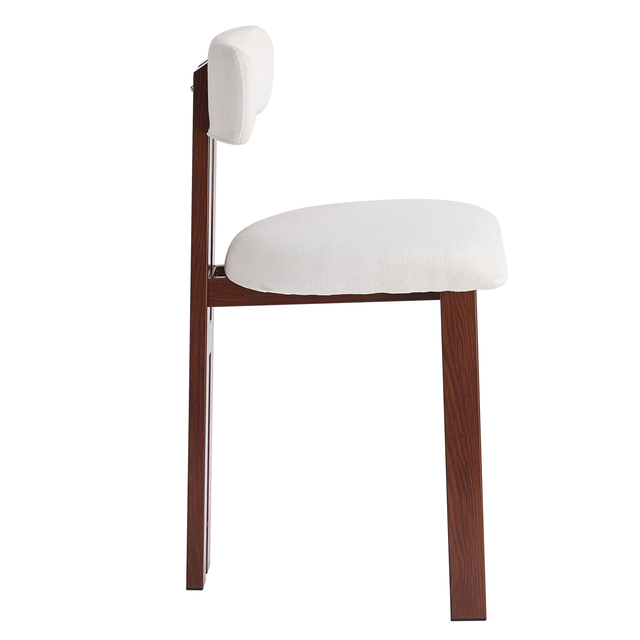 Remy Modern 26.5" Fabric Upholstered Barstools with Iron Frame, Walnut+White, Set of 2
