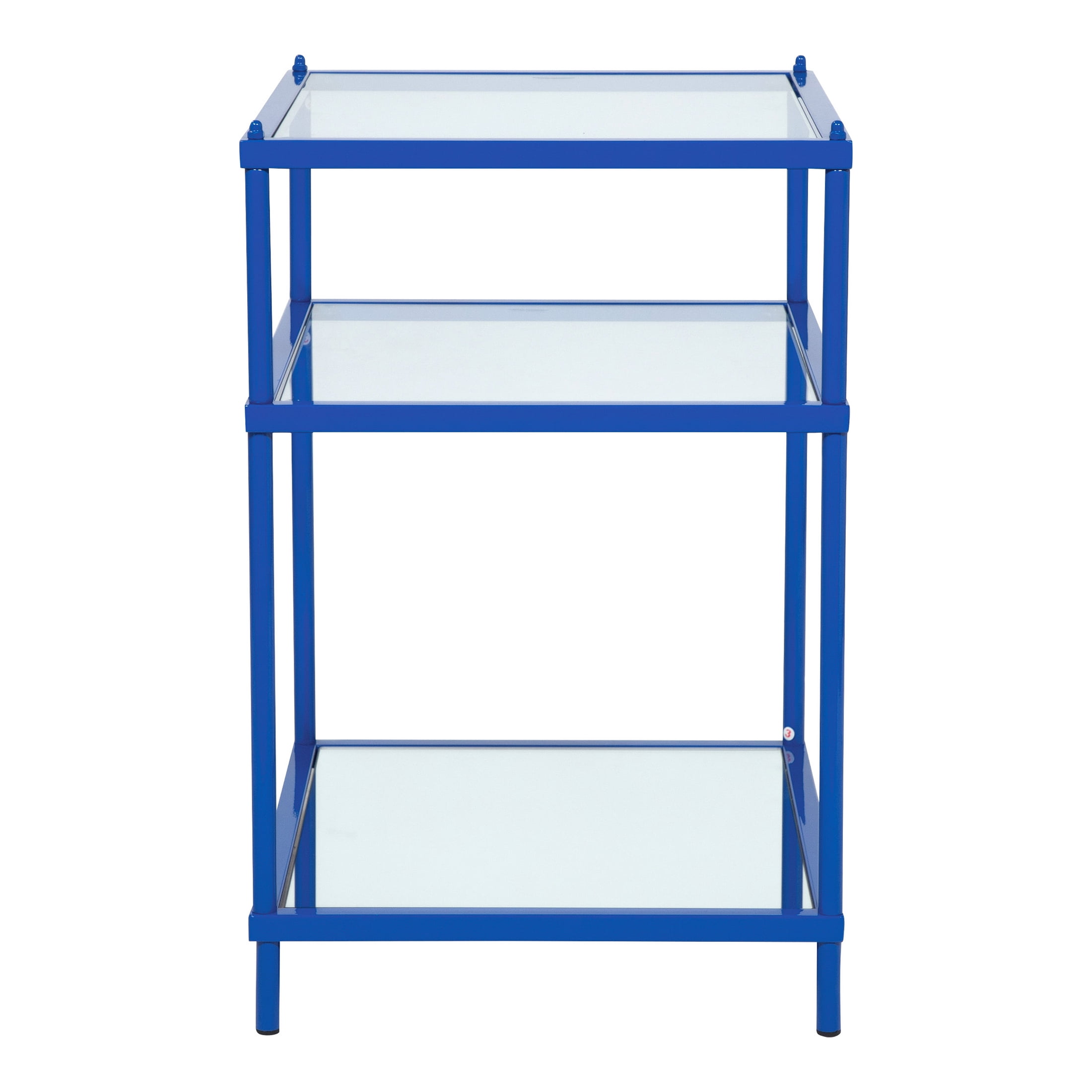 Furniture of America Tenne Glass Top Side Table, Blue