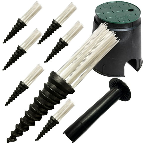 Keyfit Tools Sprinkler Valve Box Markers Flags (7 Pack) with Installation Tool. Low Profile Mow Over Screw in Marking Flags