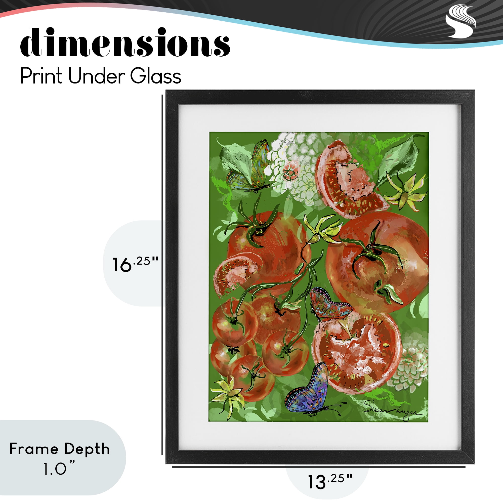 Stupell Industries Tomatoes Swirl Collage Black Framed Print Under Glass, design by Susan Lugar