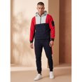 thumbnail image 2 of Men Colorblock Quarter Zip Heavy Pullover Hoodie & Jogger Set, 2 of 5