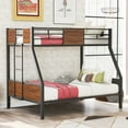 thumbnail image 2 of Bellemave Metal Bunk Bed Twin Over Full, Heavy Duty Bunk Beds Sturdy Frame Built-in Ladder, Modern Style Bunk Bed with 11" Under-Bed Storage for Teen & Adults, Teens （Black）, 2 of 9