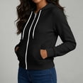 thumbnail image 6 of Weighted Hoodie Zaewscy Women's Casual Loose Color Pocket Long-sleeved Zipper Hooded Sweater Jacket Top Black L, 6 of 7