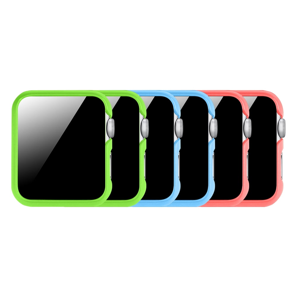 [3 Color Pack] Fintie Case Compatible with Watch 38mm, Slim Lightweight Polycarbonate Hard Protective Bumper Cover Compatible with All Versions 38mm Series 3 (2017), Series 2 1- Multi Color C