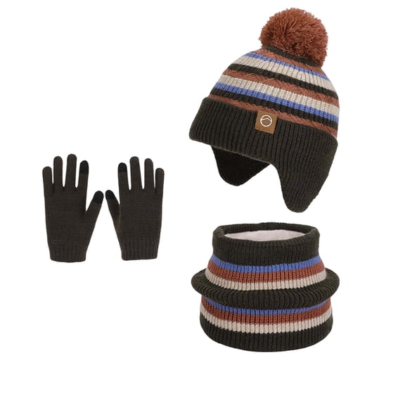 Boys Girls Winter Kids Lined Hat With Ear Thermal Knitted Cap Cold Weather Outdoor Activities Warmth Clothes