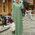 thumbnail image 3 of ZANZEA Womens Dresses Muslim Solid Color Long Sleeve Pocket Button Down Dress, 3 of 4