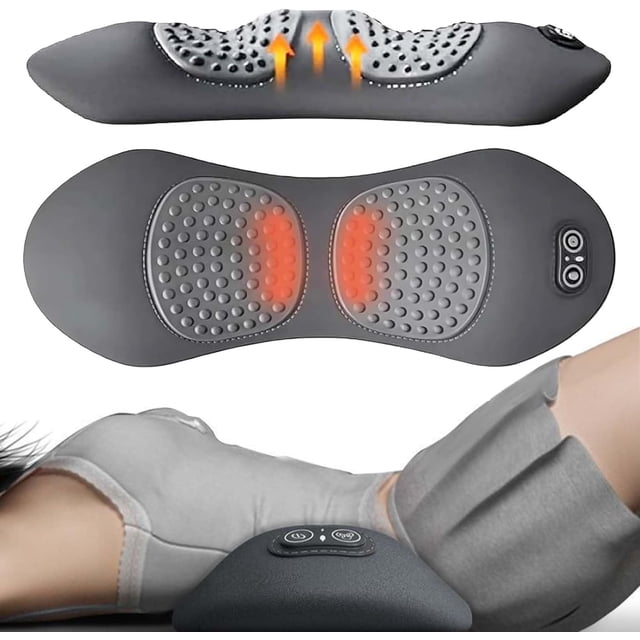 Triple Fusion Back Massager, Upgraded 3 in 1Back Massager with Warming, Gentle Pulling & Vibration Functions, Relieves Pressure, 135° Ergonomic Contour(Grey)