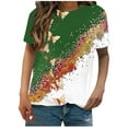 thumbnail image 1 of Birdeem Mode Femme Imprimé Papillon Manches Courtes Col Rond Haut Blouses, 1 of 6
