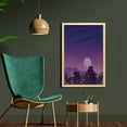 thumbnail image 2 of Cityscape Wall Art with Frame, Old City Illustration Houses Buildings Full Moon Starry Night Sky Silhouette, Printed Fabric Poster for Bathroom Living Room, 23" x 35", Purple Navy, by Ambesonne, 2 of 2