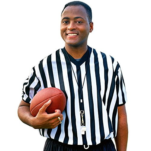 Crown Sporting Goods Men's Official Striped Referee Shirt/Umpire Long Sleeve Jersey Uniform 