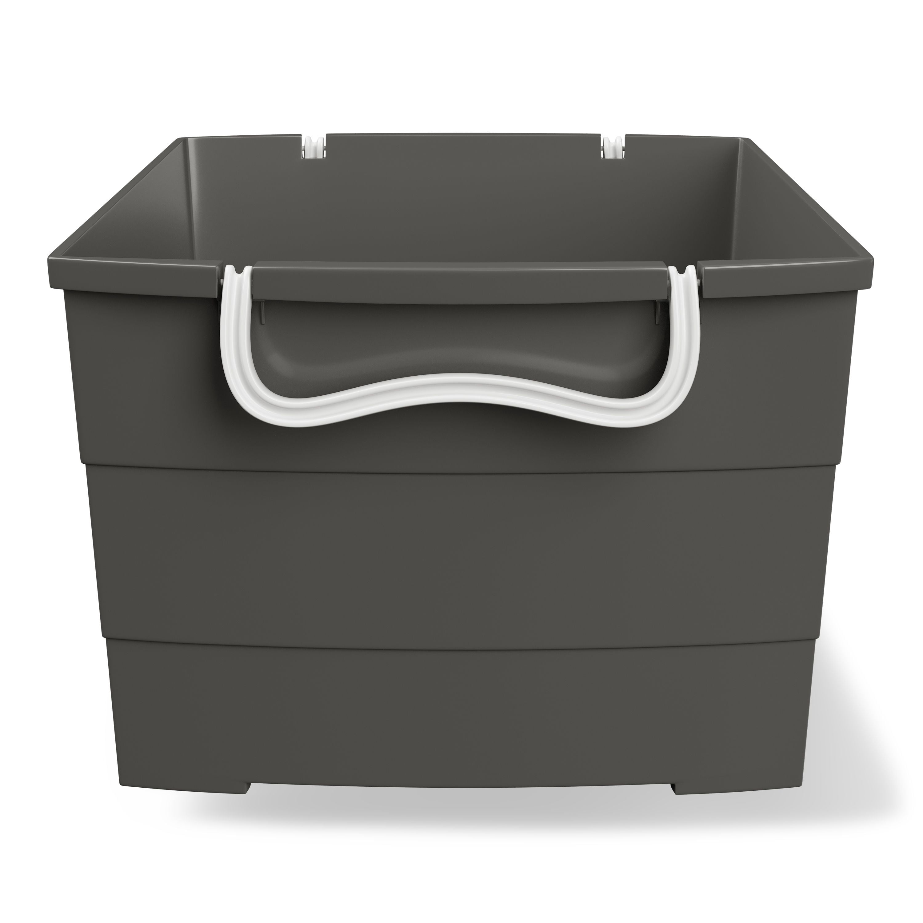 Mainstays Kids Large Gray Plastic Stackable Rolling Toy Storage Basket with Handles