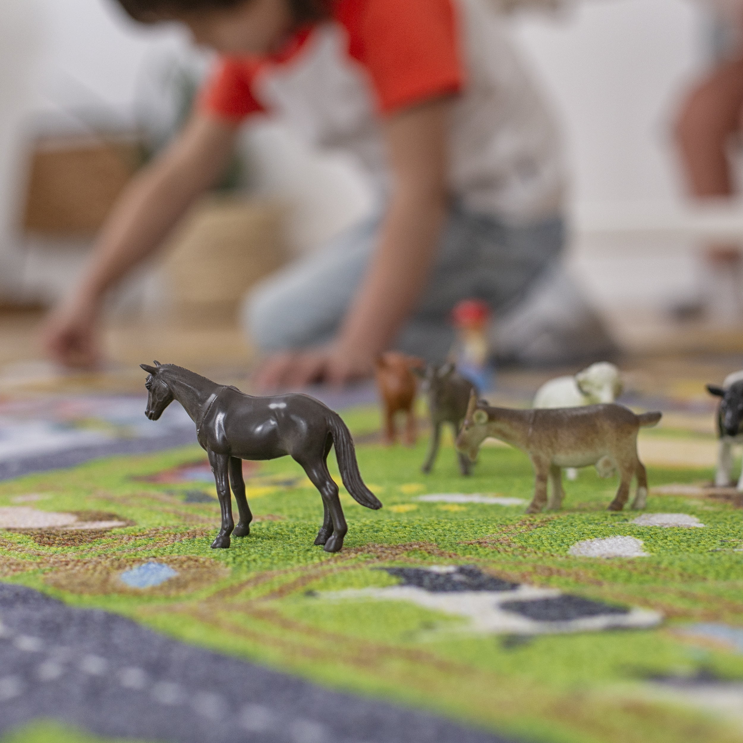 KC CUBS Playtime Collection Country Farm Road Map With Construction Site Educational Learning Area Rug Carpet For Kids and Children Bedroom and Playroom (5' 0" x 6' 6")