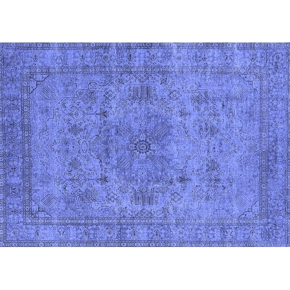 Ahgly Company Indoor Rectangle Oriental Blue Industrial Area Rugs, 7' x 9'