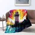 thumbnail image 1 of Fleece Bed Blanket ，Colorful At Cesar White Tower Print Blanket，Plush, 1 of 4