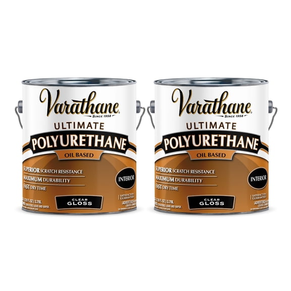 2 Pack, Gloss Clear, Varathane Ultimate Polyurethane Oil-Based-9031, Gallon