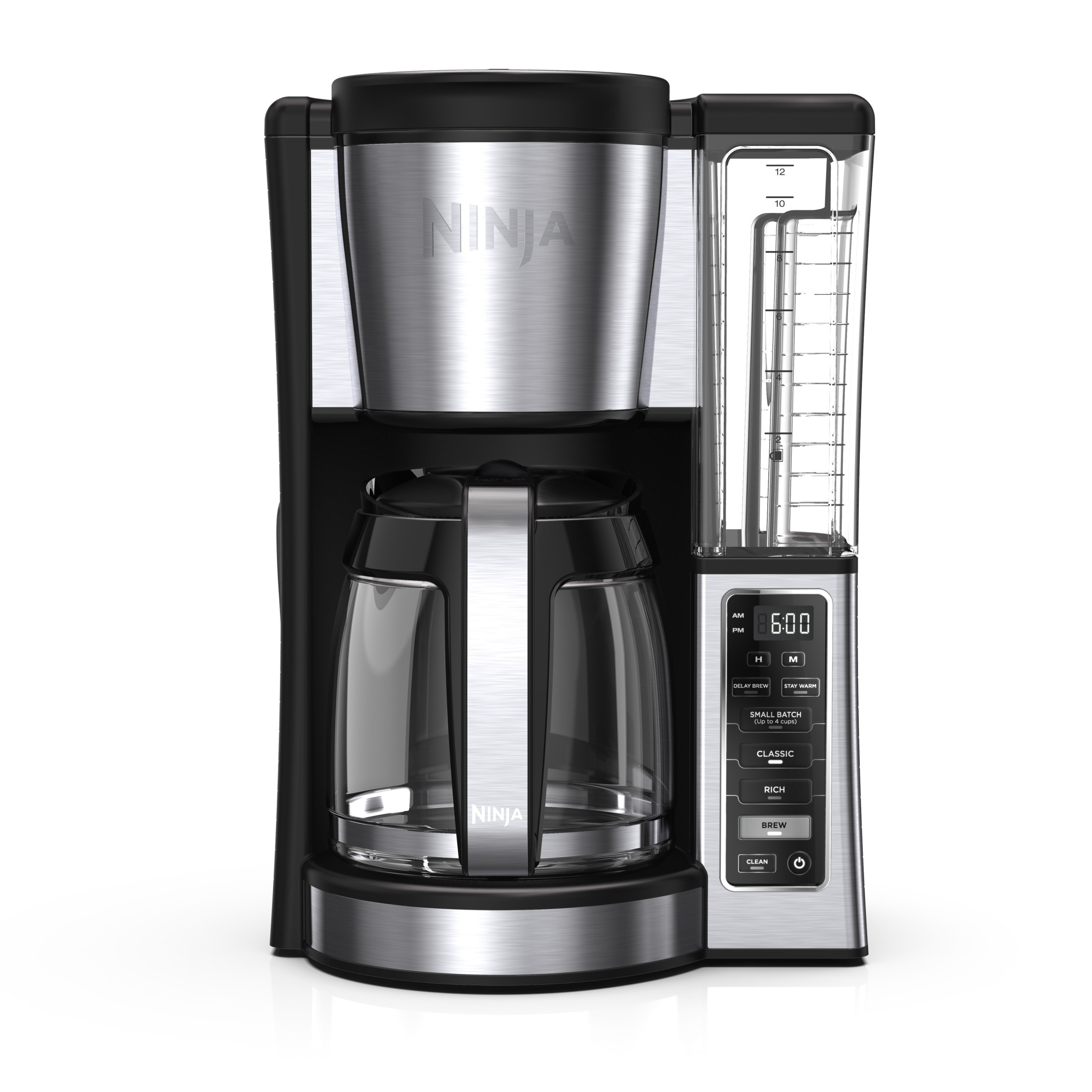 Ninja 12-Cup Programmable Drip Coffee Maker, 2 Brew Styles, Adjustable Warming Plate, CE250, Black/Stainless Steel