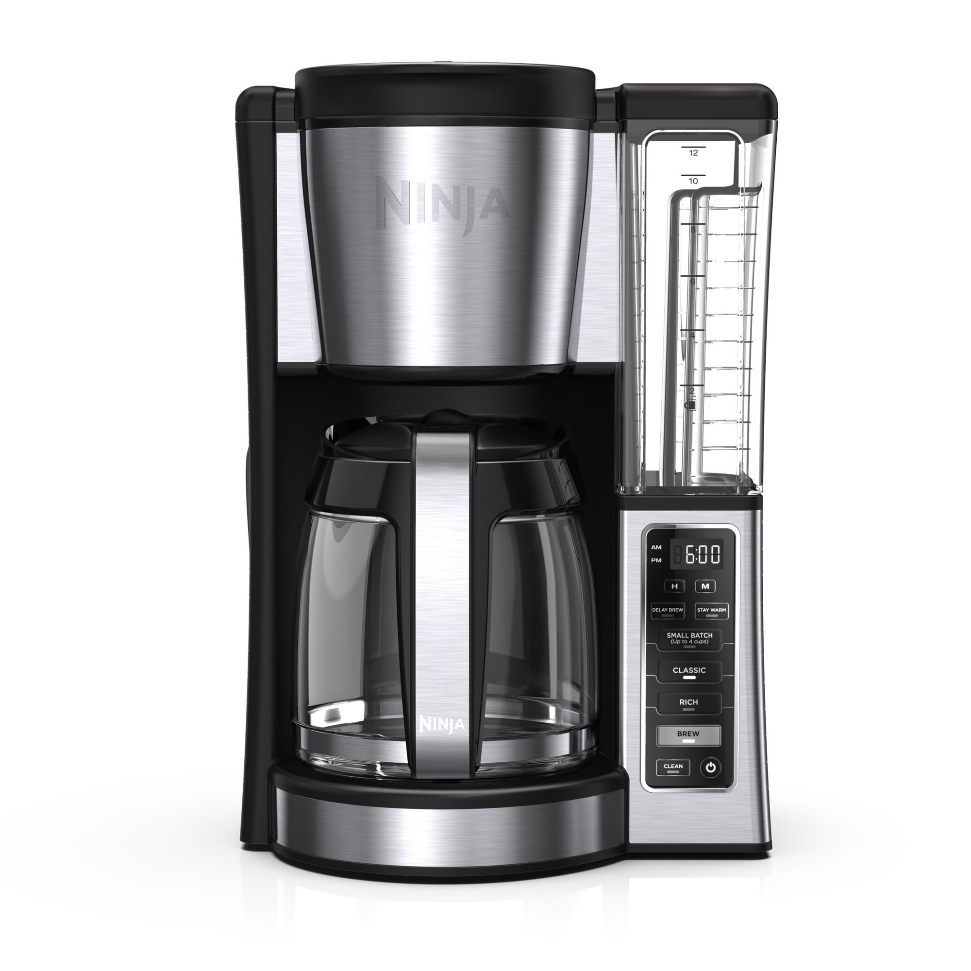 Ninja Coffee Maker, 12-Cup Coffee Brewer with Permanent Filter, 2 Brew Styles Classic & Rich, Adjustable Warming Plate, CE251 Black/Stainless Steel