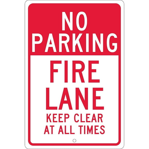 National Marker Reflective "No Parking Fire Lane Keep Clear At All Times" Parking Sign 18" x 12"