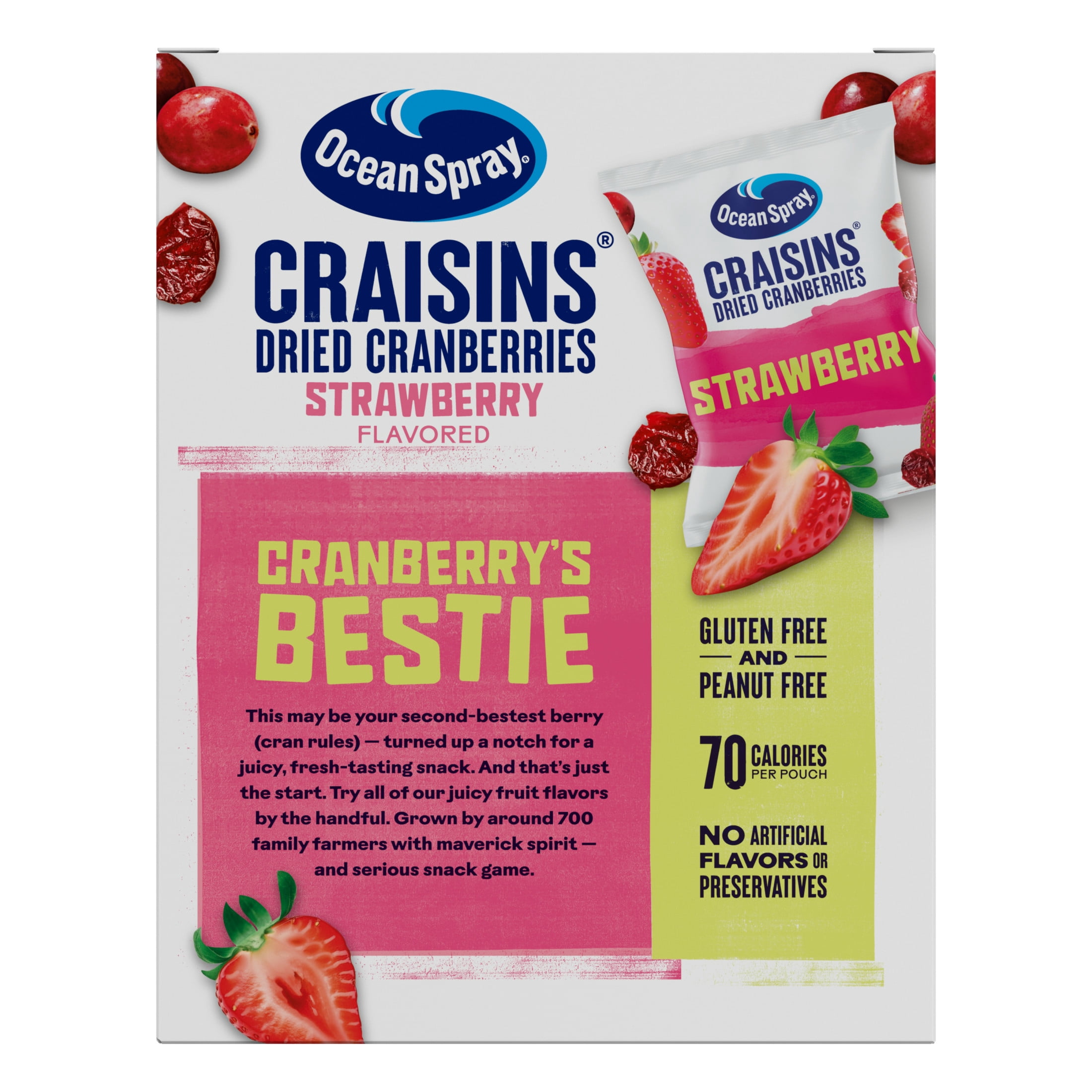 Ocean Spray® Strawberry Flavored Craisins® Dried Cranberries, 5‑Count Single‑Serve 1 oz Snack Packs