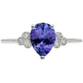 thumbnail image 3 of 10k White Solid Gold Pear-shape Created Tanzanite and Natural Diamond Birthstone Engagement Ring, 3 of 6