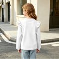 thumbnail image 5 of YUANxueke Girls Ruffle Long Sleeve Cotton Shirts Soft Casual Crewneck Pullover Layering Tops,White,6-7 Years, 5 of 7