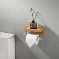 thumbnail image 2 of Toilet Paper Holder Double Installation Solid Wood Beech Dispenser Wall Mounted Toilet Paper Holder Self-Adhesive Rounded Corners Paper Roll Holder De, 2 of 2