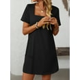 thumbnail image 5 of Yesfashion Womens Casual 2025 Summer Square Neck Short Sleeve Mini Dresses with Pockets, 5 of 8