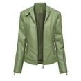 thumbnail image 2 of UJNDER Women Zipper Casual Leather Soft Motorcycle Jacket Short Coat for Women Green M, 2 of 3
