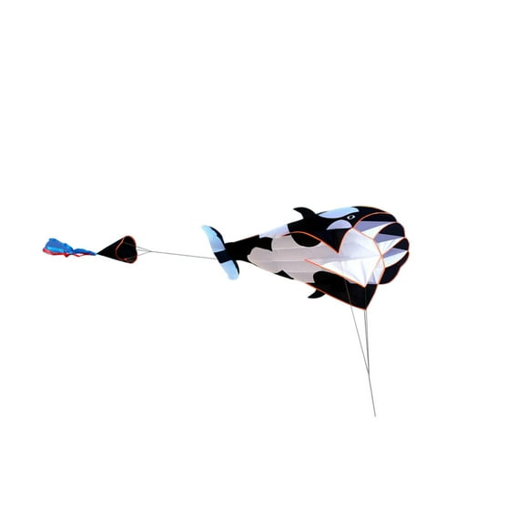 QualitChoice Soft Whale Kite with 30M String Large Kite Beach Kites for Trip Beach Black and white 250x200x20mm
