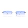 thumbnail image 2 of Rimless Narrow Rectangle Luxury Beveled Lens Dad Shade Sunglasses Silver - Blue, 2 of 4