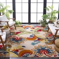 thumbnail image 2 of SAFAVIEH Cabana Lowell Floral Indoor/Outdoor Area Rug, Ivory/Blue, 3' x 3' Square, 2 of 11