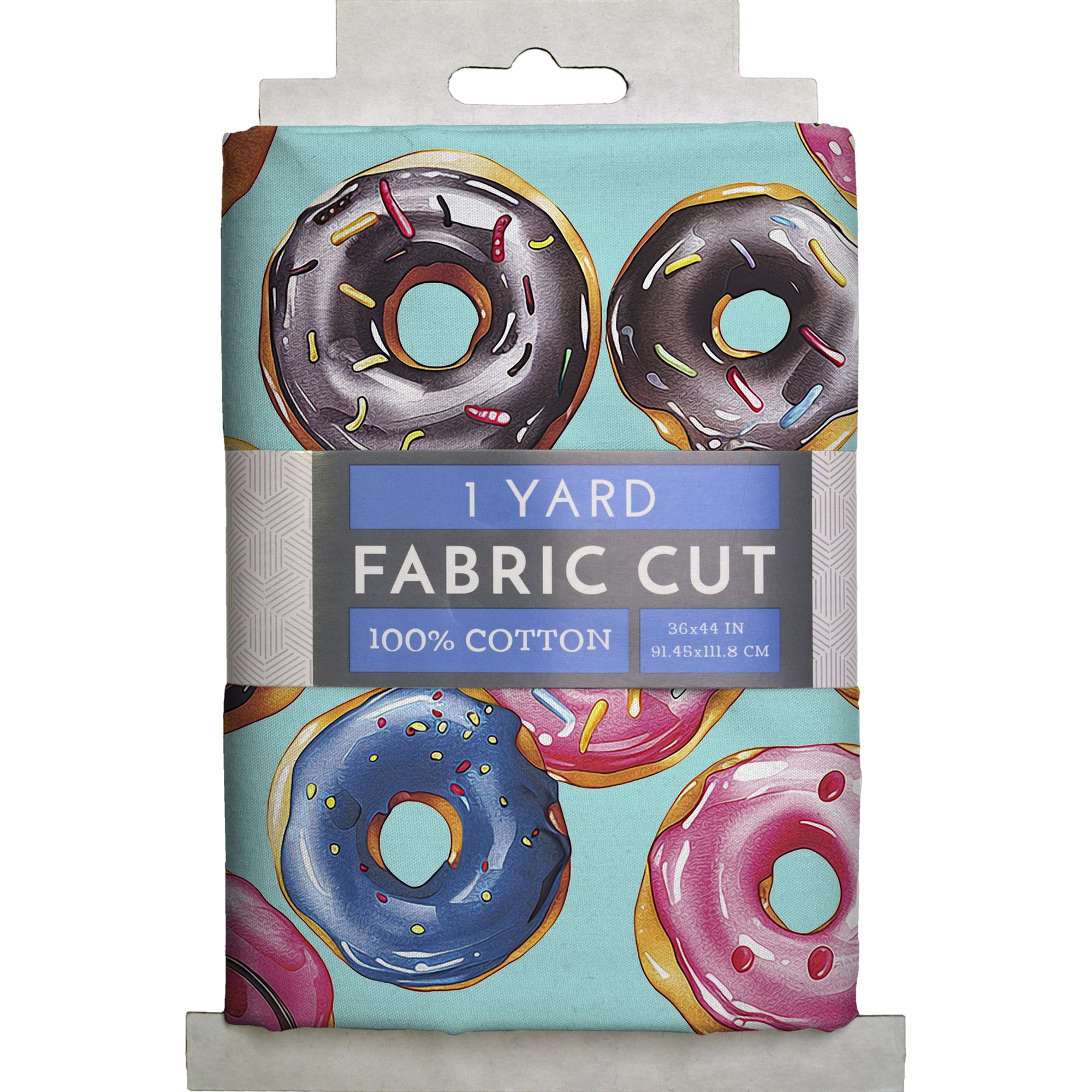 1 Yard 100% Cotton Donuts, Aqua, 44" Wide for Quilting & Sewing by David Textiles