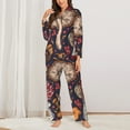 thumbnail image 3 of Kll Forest Wild Mushroom Print Women'S Long Sleeve Pajamas With Pants Sleepwear Loungewear 2 Set-Medium, 3 of 9