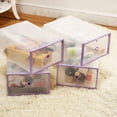 thumbnail image 2 of 2-Pack Clear Foldable Plastic Drawer Shoe Storage Case Stackable Box Organizer, 2 of 8