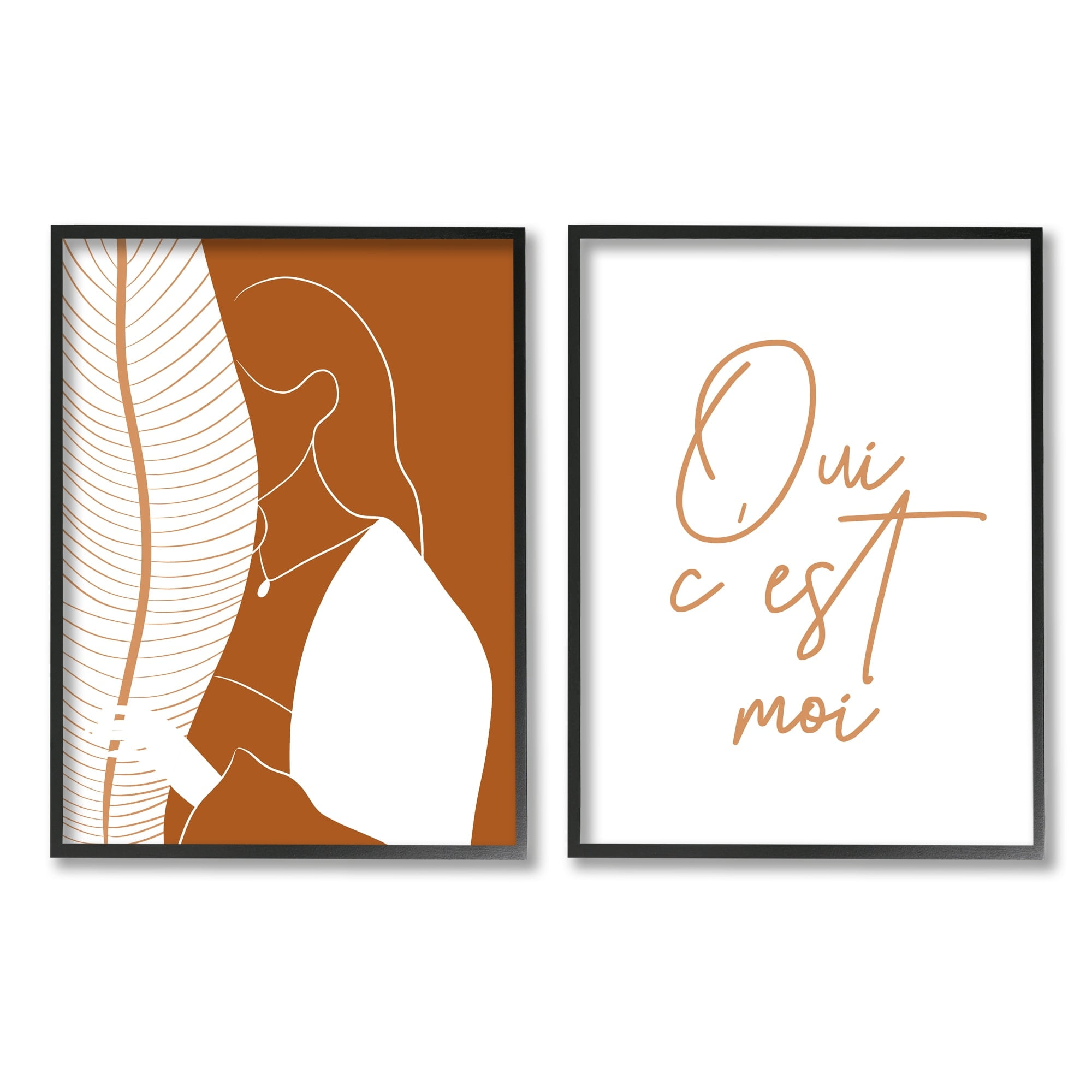 Stupell Indtries Oui C'est Moi French Phrase Woman Behind Palms,16 x 20,Design by Birch&Ink
