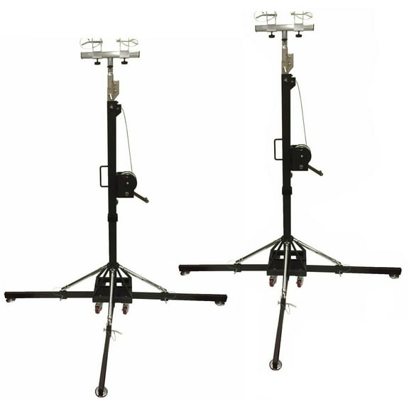 Two 17Ft Heavy Duty Tower Lifter Crank Lighting DJ Concert Stand W/Outriggers