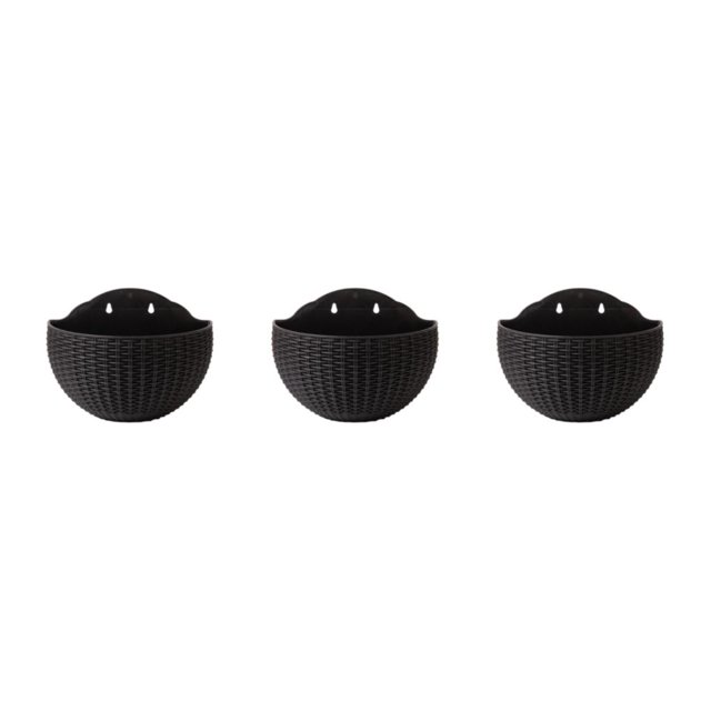 Youkk Easy To Install Double-layer Plastic Flowerpot For Walls Drainage Flower Pot Black 3Set
