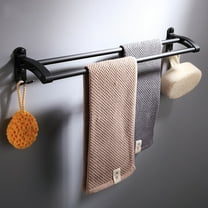 GOOHOCHY Black Double Pole Towel Bar Wall-mounted Towel Rack Bathroom Hanger Towel Holder Household Supplies