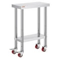 thumbnail image 3 of Stainless Steel Work Table on Wheels 24x12x32 Inch, Heavy Duty Mobile Prep Table with 4 Casters for Commercial Kitchen, Restaurant, Business Use, 3 of 11