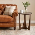 thumbnail image 6 of Benjara Natra Side End Table- 26" Round- Cutout Base- Dark Brown Solid Wood, 6 of 7