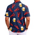 thumbnail image 6 of GrmtClth Mens Tropical Summer Polo Mens Beach Short Sleeve Polo Top Wave Seashell Lobster Pattern Soft Tropical Daily Vacation Polo Shirt Outerwear Layered With Calm Ocean Texture Blue M, 6 of 6