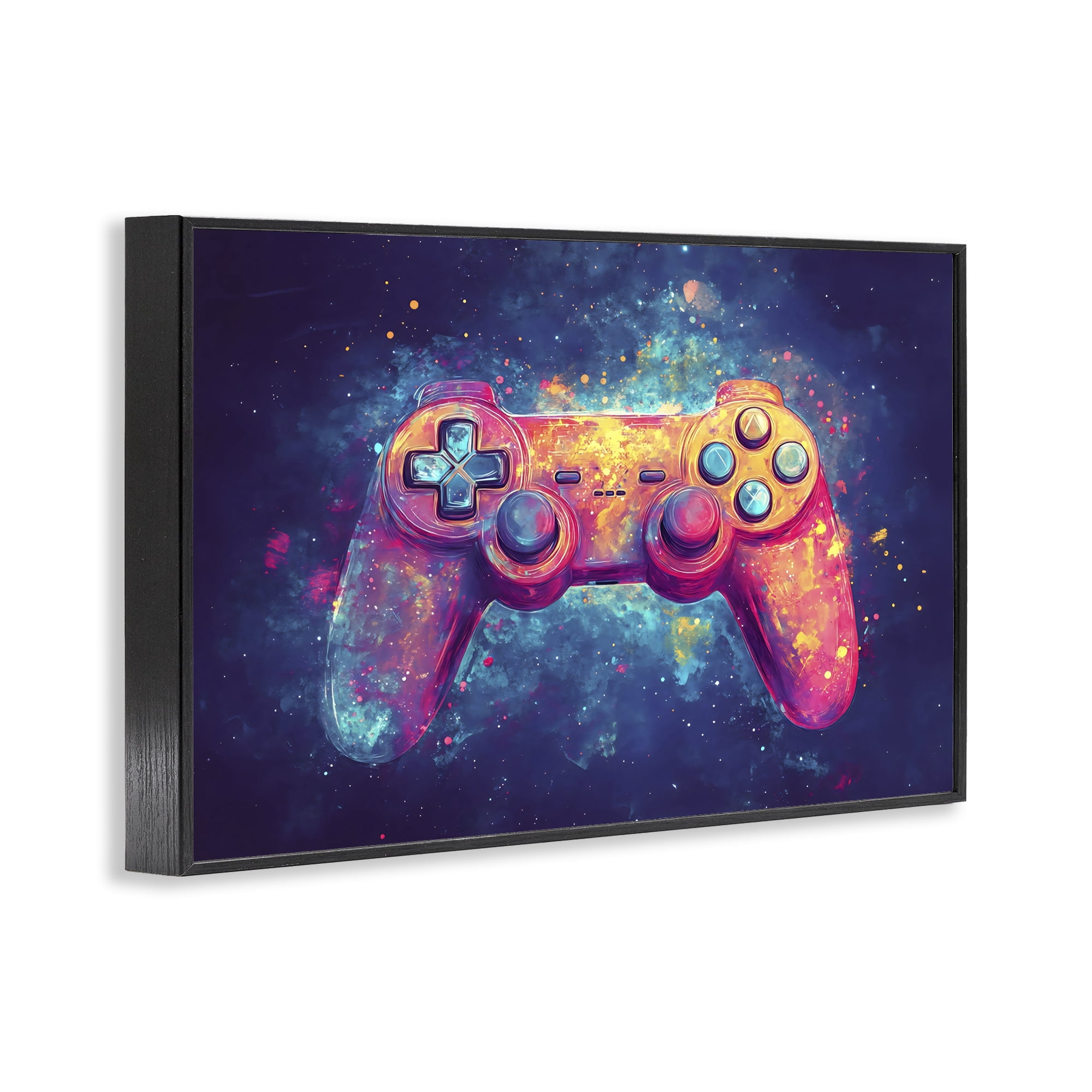 Stupell Industries Futuristic Cosmic Game Controller Black Framed Giclee Art, design by Creative Studio