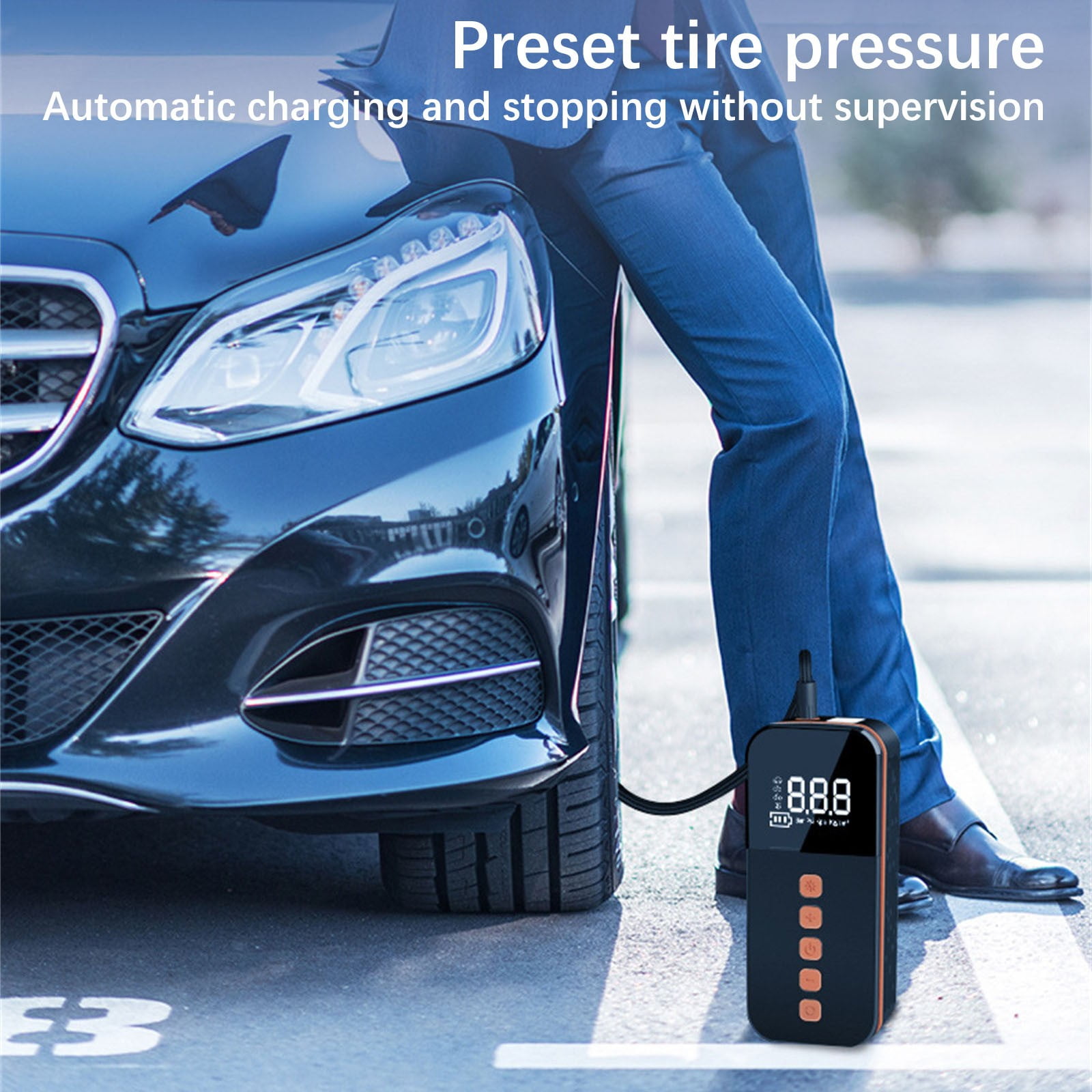 Tire Inflator Portable Air Compressor Cordless Air Pump for Car Rechargeable Tire Inflator with Pressure Gauge Mini Bike Tire Pump Bicycle Pump