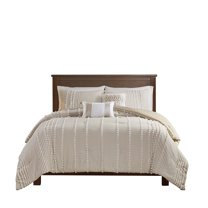 Gracie Mills Randall 3-Piece Chic Farmhouse Chenille Stripe Cotton Duvet Cover Set - GRACE-10477