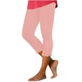 thumbnail image 5 of 90% off Clearance Sale! lcziwo Capri Leggings for Women Tummy Control Knee Length Ruffled Hem Cropped Leggings 2025 Summer Solid Comfy Milk Silk Capri Pants Pink XXL, 5 of 9
